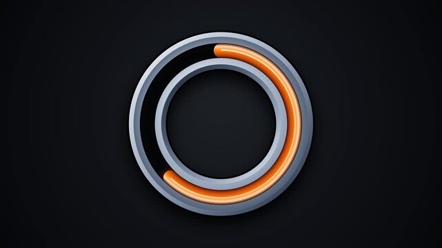 Circular metallic loading indicator with glowing orange progress bar
