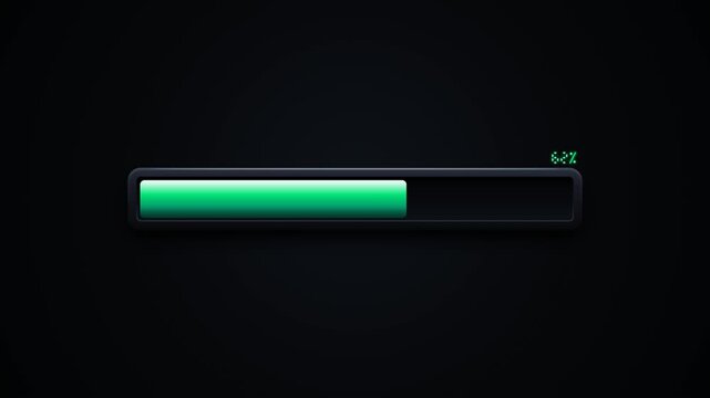 Glowing Green Digital Loading Bar Animation with Percentage