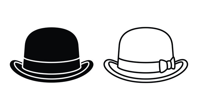 Two bowler hats depicted as black and white silhouettes on a white background