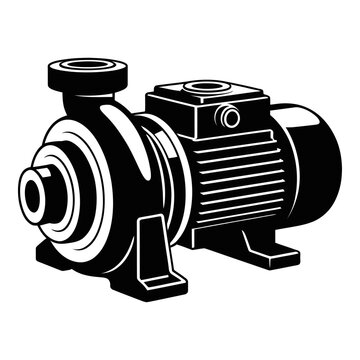 Centrifugal pump machinery depicted as a black and white silhouette