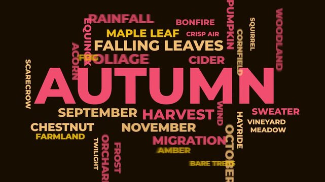 Autumn Word Cloud - Animated Fall Season Typography Design