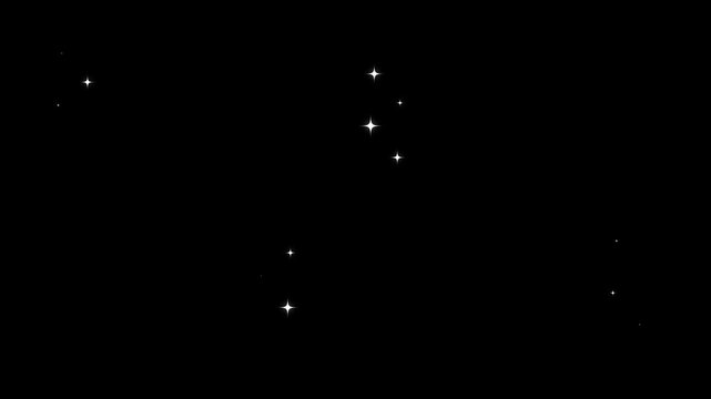 Blinking doodle cartoon retro stars sparkle animation, glowing twinkling night vector shine, seamless starry background 4K loop video with alpha channel light. 4k
