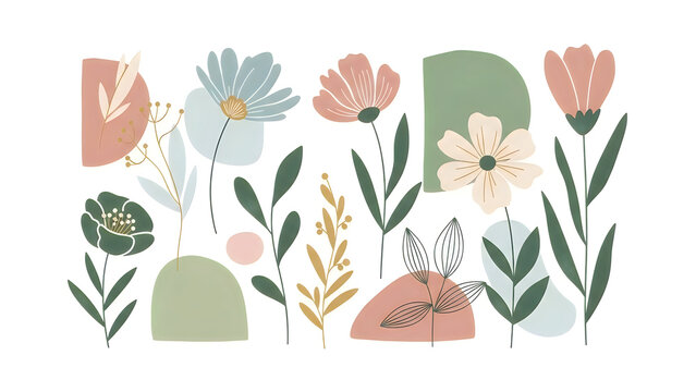 Colorful flowers and plants illustration bundle