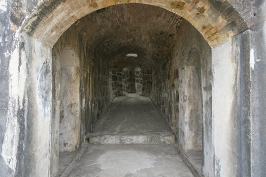 Historic Brick Tunnel Passage Inside Old Fort