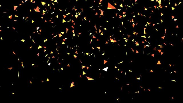 Colorful confetti explosion falling on transparent alpha channel background for award ceremony, New Year, and festive celebration videos, realistic gold confetti falling animation in 4K and UHD video