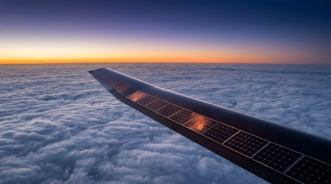 Solar-Electric Stratospheric Drone Wing Above Cloud Deck