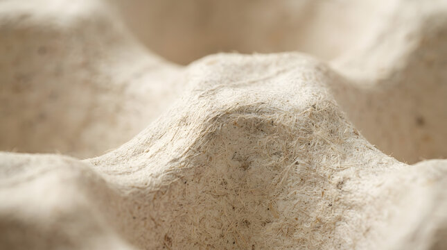 Molded Paper Pulp Texture, Close-Up of Sustainable Packaging Material, Eco-Friendly Design, Biodegradable Product, Natural Fiber Surface.