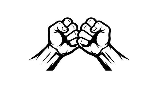 Two fists clenched in black and white