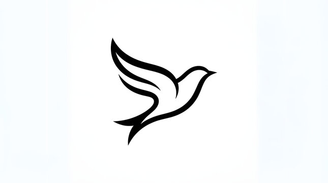 Minimalist black bird icon with wings spread