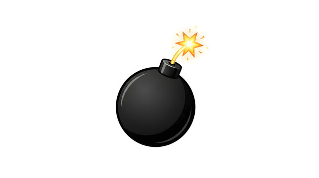 Exploding black bomb with fire spark