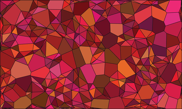 Intricate triangle mosaic pattern features warm red orange hues for energetic background