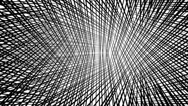 Creative black lines overlap into an intricate tangled composition on a transparent background.