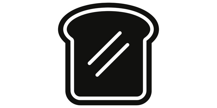 Toasted bread slice icon featuring dark minimalist design for breakfast food concepts.