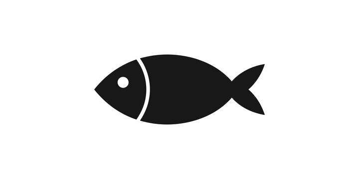 Fresh fish silhouette icon featuring simple black design for culinary seafood themes.
