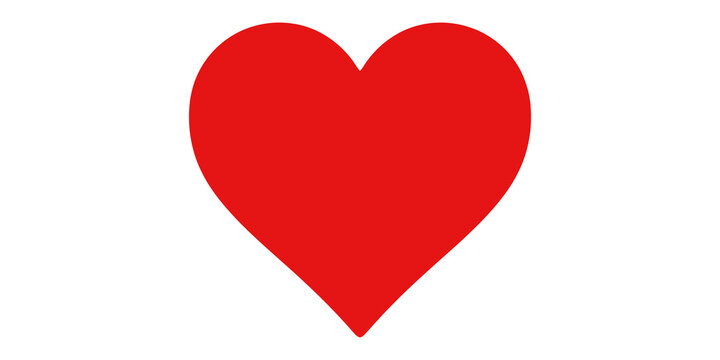 Vibrant red heart shape silhouette representing love and romance on transparent background.