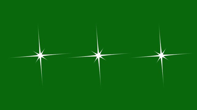 Twinkling stars animation, white cartoon, flat, vector, doodles style stars.Blinking retro vector stars and starry night sky, looping animation. Animation twinkling stars on a green background. 4k