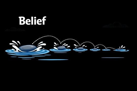 A person swimming or floating underwater, surrounded by darkness