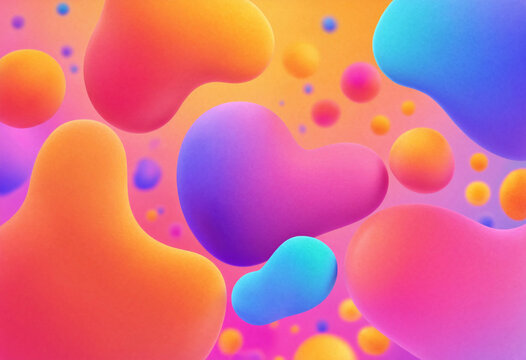 Abstract liquid blobs with vibrant gradient colors floating for modern background design.