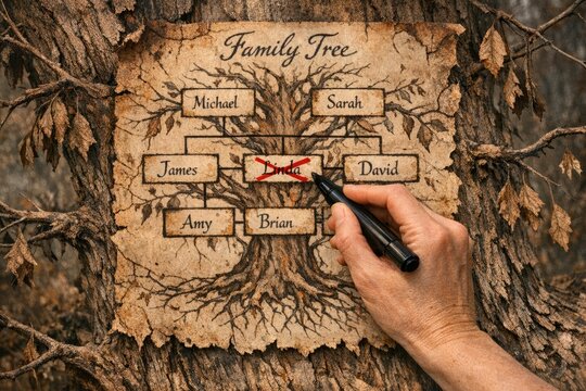 A person creating a family tree on paper