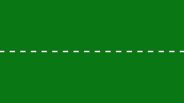 Animation of moving road icon, aerial top view. animation. Moving road aerial top view animation. Animated highway driving. Motion looping moving road and dot line, 4k video animation