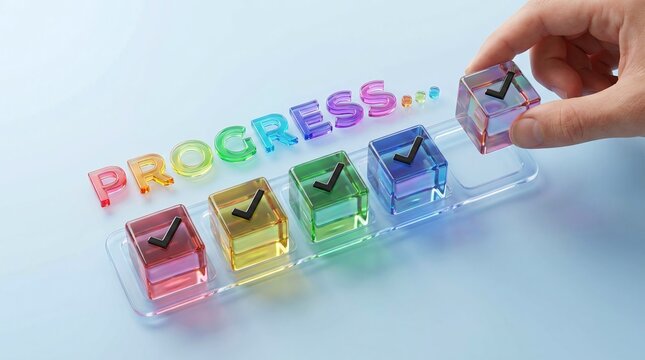Colorful Progress Checkmarks with Word Progress