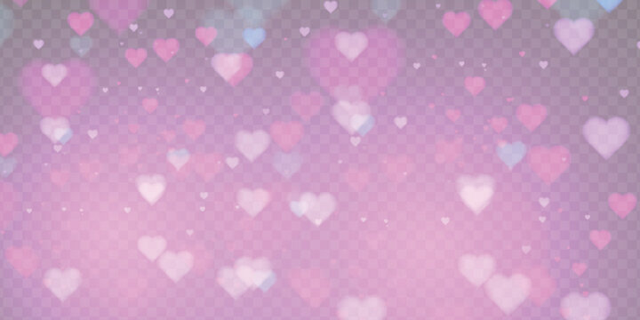 Background Overlay Soft pink hearts with romantic glow on transparent background. Used in Valentine's Day themed visuals, dreamy overlays and emotional design elements.