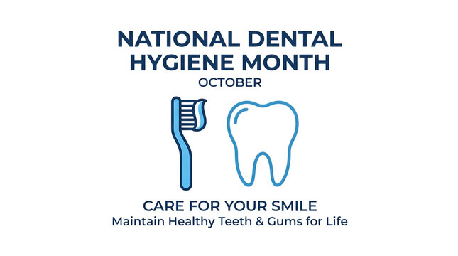 National dental hygiene month illustration with toothbrush