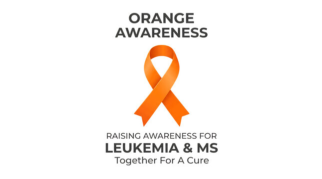 Orange ribbon symbol for leukemia and ms awareness