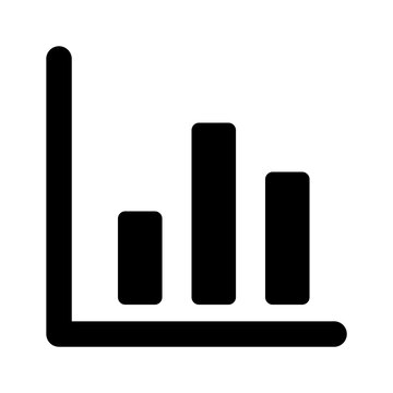 Bar chart with three bars, simple line graph, data visualization