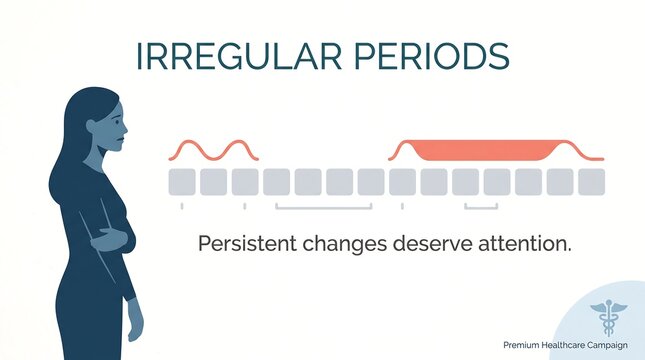 Irregular periods vector infographic showing menstrual cycle tracking and hormonal health awareness