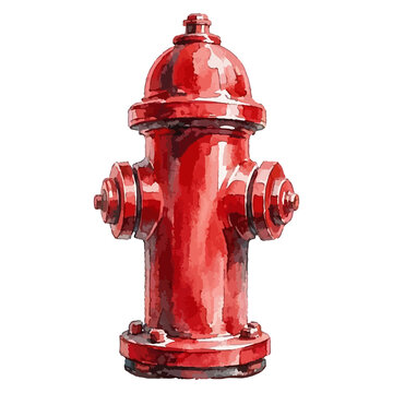 Watercolor illustration of a fire hydrant