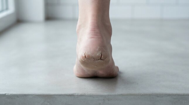 Close Up Of Cracked Dry Heel Of Human Foot
