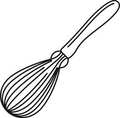Obraz premium Hand drawn sketch of a wire whisk isolated on a white background
