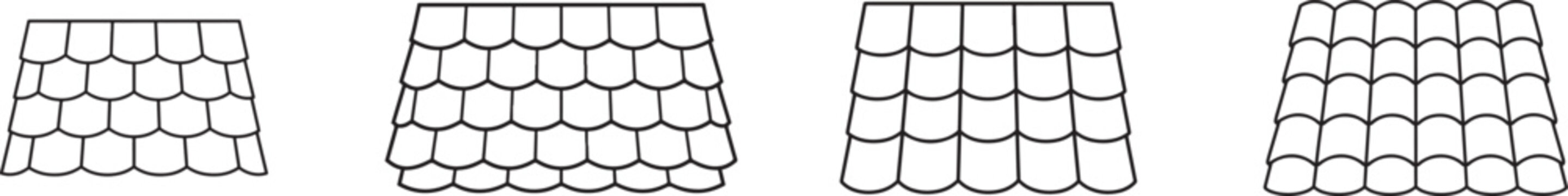 Roof shingles pattern icon in black line style, isolated on transparent background for roof design art.