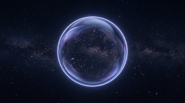 Floating bubble in starry space background