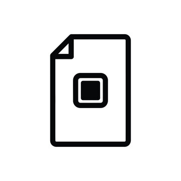 Simple black outline icon of a document page with a square shape inside
