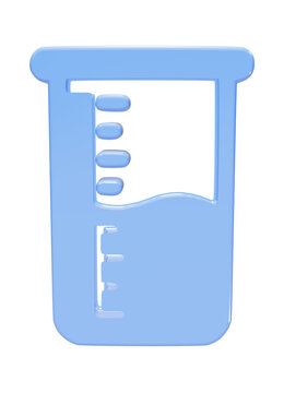 Blue scientific glass beaker icon illustration on transparent background