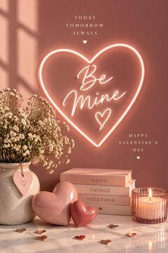Heart-shaped Decor Setup for Valentines Day With Flowers and Candles