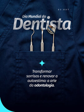 Dia Mundial do Dentista Instrumentos Post Card Insta Template Banner