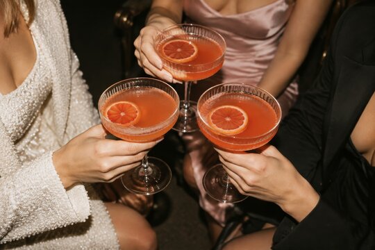 Celebration With Cocktails at a Social Gathering in the Evening