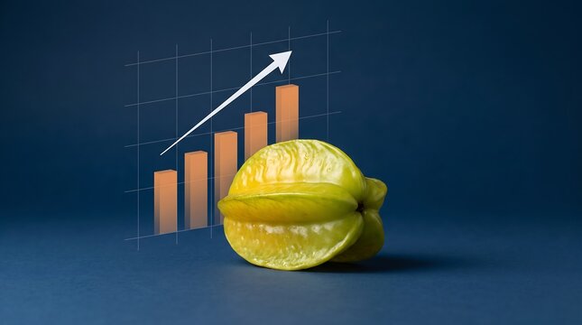 Star fruit financial growth chart with upward arrow indicating rising profits