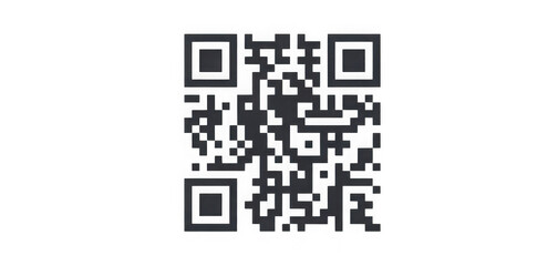 Fototapeta premium A generic dark QR code with data matrix pattern for digital information scanning, isolated on transparent background. Excellent for technology, mobile marketing, or data connectivity designs.