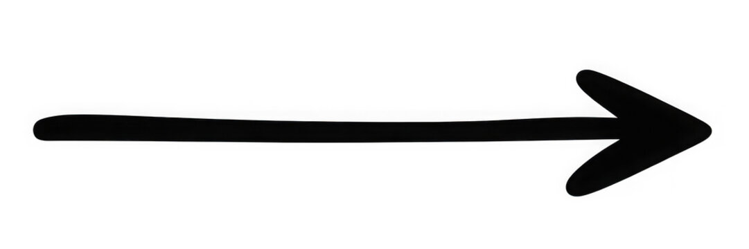 A hand-drawn black wavy arrow points right, isolated on transparent background. This graphic is perfect for informal notes and annotations.
