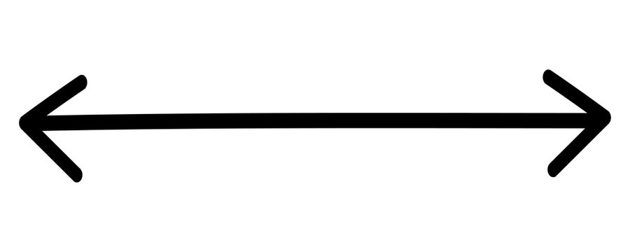 Black horizontal double headed arrow pointing to left and right