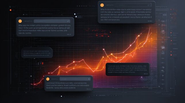 Digital data visualization with glowing graphs