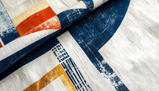 Close-up Detail of a Hand-Woven Traditional Rug with Geometric Diamond Patterns in Earthy Tones
