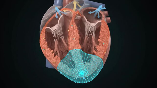 Left Ventricular Strain Imaging Showing Regional Myocardial Contraction for Cardiac Education