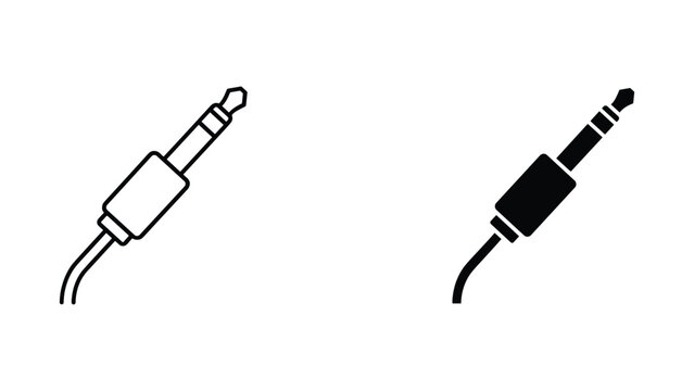 Audio jack connector plug for music equipment vector icon set