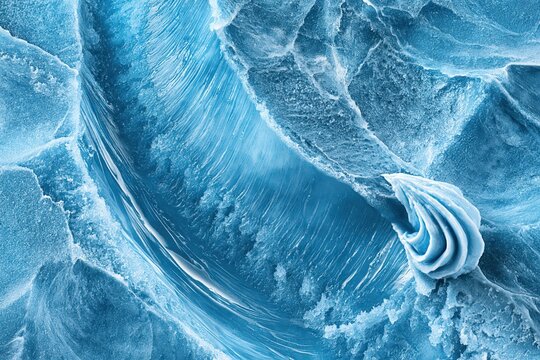 Blue cosmetic cream texture macro background with swirled skincare lotion