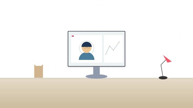 Online tutor teaching students through live video feed on computer